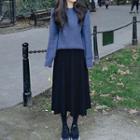 Set: Round-neck Sweater + A-line Skirt