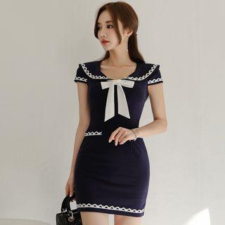 Cap-sleeve Sailor Collar Sheath Mini Dress