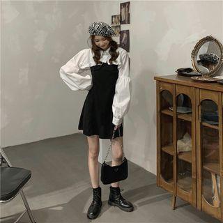 Spaghetti-strap Mini A-line Dress / Shirt Shrug