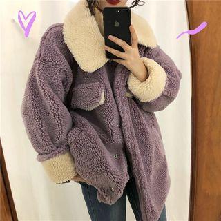 Two-tone Faux Shearling Buttoned Jacket