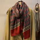 Patterned Silk Shawl Red - One Size