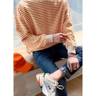 Crew-neck Striped Boxy Sweatshirt