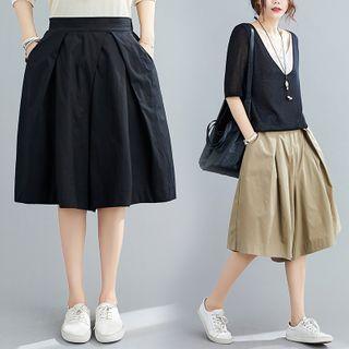Plain Band-waist Culottes