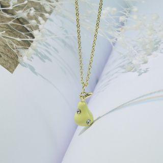 Rhinestone Pear Pendant Necklace Gold - One Size