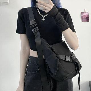 Couple Matching Canvas Crossbody Bag Black - One Size