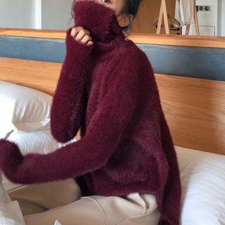Turtle-neck Furry Sweater