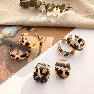 Leopard Print Acetate Open Hoop Earring