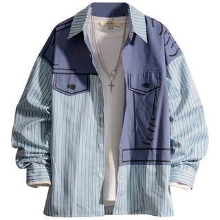 Paneled Striped Shirt Jacket