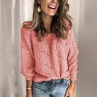 Long-sleeve Plain Pointelle Sweater