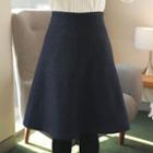 Wool Blend Midi Flared Skirt