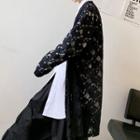 Perforated Open-front Long Jacket