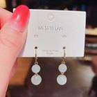 Cat Eye Stone Drop Earring Nd.b8042 - 1 Pair - Silver & Off-white - One Size