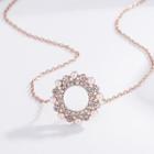 Faux Pearl Rhinestone Hoop Pendant Necklace Rose Gold - One Size