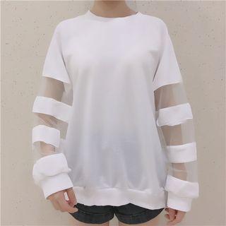 Mesh Panel Long-sleeve Sweatshirt