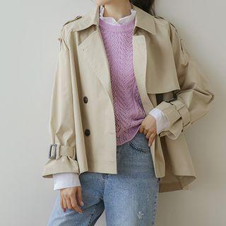 Epaulet Belted Oversized Trench Jacket