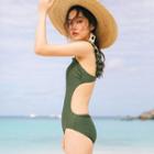 Set: Ruffle Strap Swimsuit + Cover-up Pants