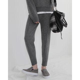 Seam-trim Wool Blend Knit Sweatpants