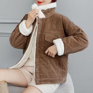 Fluffy Collar Corduroy Jacket