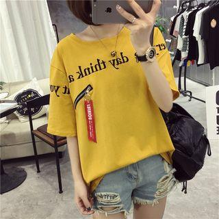 Zip-accent Embroidered T-shirt
