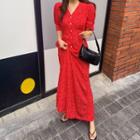 Button-through Flared Maxi Floral Dress