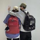 Mesh Pocket Zip Nylon Backpack / Chimpanzee Bag Charm