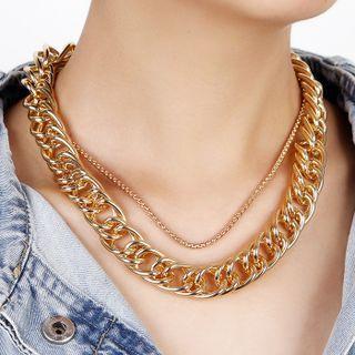 Curb Chain Necklace 1pc - Gold - One Size