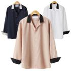 Contrast-trim French-front Dress Shirt