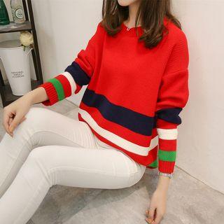 Dropped Sleeve Stripe Sweater