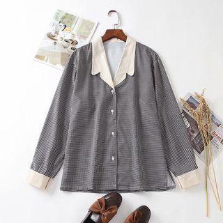Contrast Trim Plaid Shirt