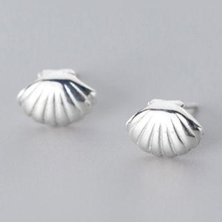 925 Sterling Silver Shell Earring 1 Pair - S925 Silver Earrings - Silver - One Size