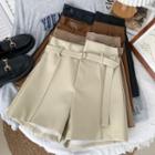 Asymmetrical Faux-leather Wide-leg Shorts In 6 Colors