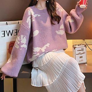 Printed Flared-sleeve Sweater