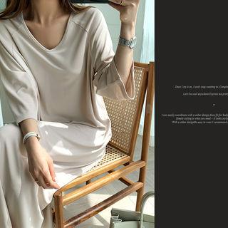 Saddle-shoulder Long-sleeve T-shirt Dress