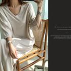Saddle-shoulder Long-sleeve T-shirt Dress