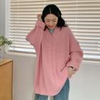V-neck Cable-detail Oversize Sweater