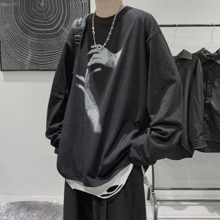 Long-sleeve Hand Print Sweatshirt