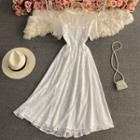 Round Neck Lace Short Sleeve A-line Dress