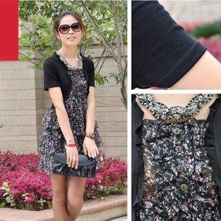 Short-sleeve Chiffon Panel Dress