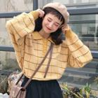 Plaid Polo Neck Sweater Plaid - Yellow - One Size