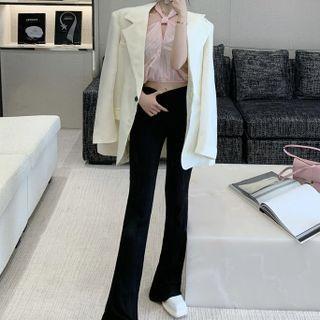 Plain Blazer / Knit Straight-leg Pants / Sleeveless Halter Top