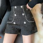 Double Breasted Tweed Shorts