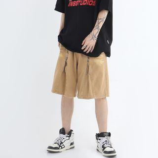 Zip Denim Loose Fit Shorts