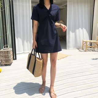 Shirred-front A-line Dress