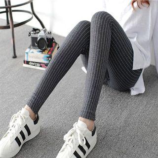 Striped Leggings Light Gray - One Size