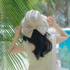 Plain Bow Bucket Hat Beige Khaki - M (56-58cm)