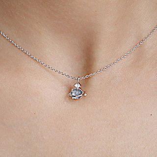 Rhinestone Planet Pendant Necklace Planet - Silver - One Size