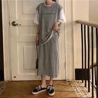 Short-sleeve T-shirt / Lettering Vest / Midi Skirt / Set