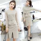 Set: Vest + Skirt + Turtleneck Shawl