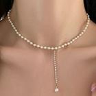 Faux Pearl Lariat Necklace White Faux Pearl - Gold - One Size