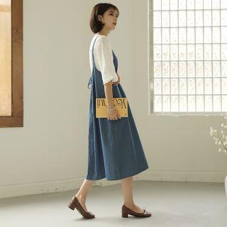 Chambray Long Overall Dress